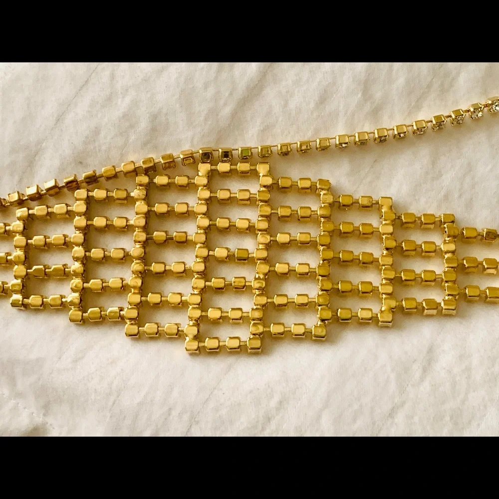 Vintage rhinestone chain belt 24” - 35” silver